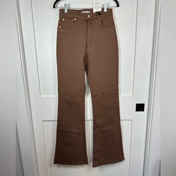 Pull&Bear Brown Flare High Rise Cotton Jeans Size 4 NWT - Picture 9 of 9